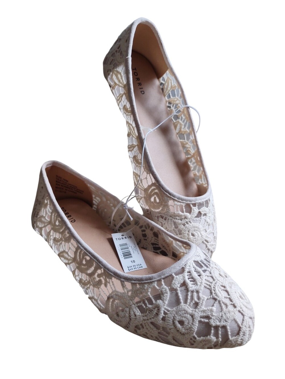 Torrid Size 10 Crochet Almond Ballet Flat Shoes